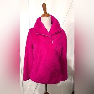 Talbots Fuchsia Fleece Zippered Sweatshirt